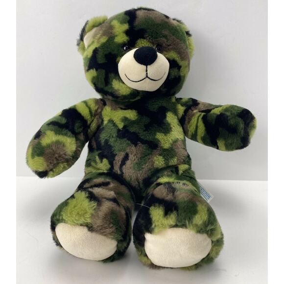 Build A Bear Workshop Camo Plush Military Army Green Teddy Bear 16" - Picture 1 of 9